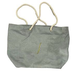 J initial light weight Blue gray gold customized 23x9x15 extra large Tote Bag